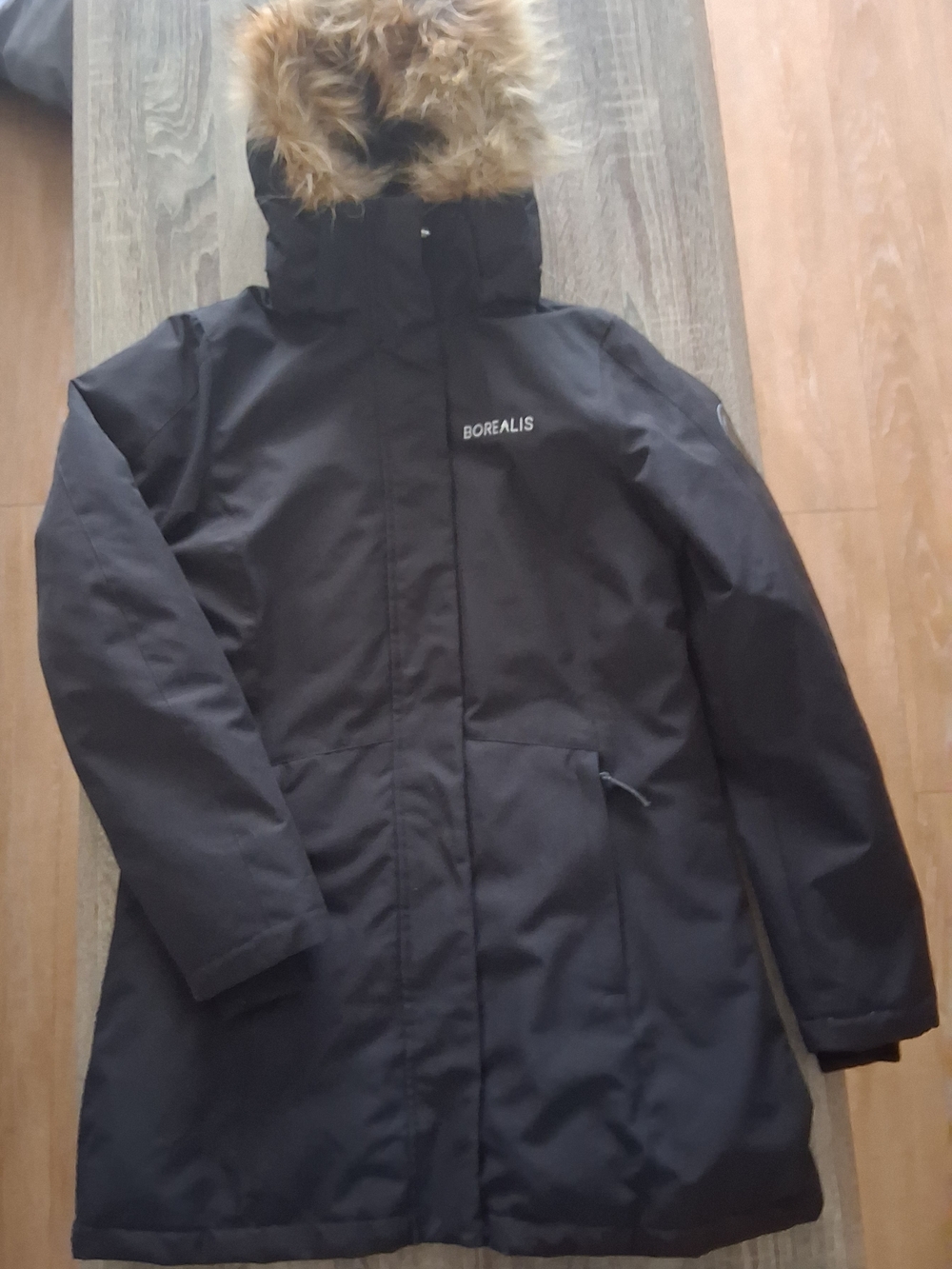 Borealis Black Parka with Faux Fur Hood